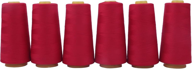 AMOHilos Polyester Sewing Thread All Purpose Knotless 40S/2 (Tex27) 6 Cones of 2750 Yards Each Spool Thread Total 16500 Yards for Serger Sewing Machine Quilting Piecing Hand Stitching (Bay Berry) - Image 1